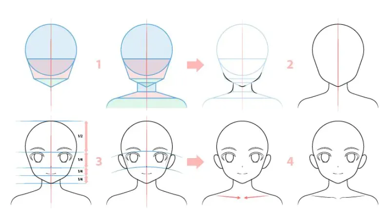 Hướng dẫn các bước vẽ anime đơn giản cute từ hình khối tròn cơ bản cho người mới