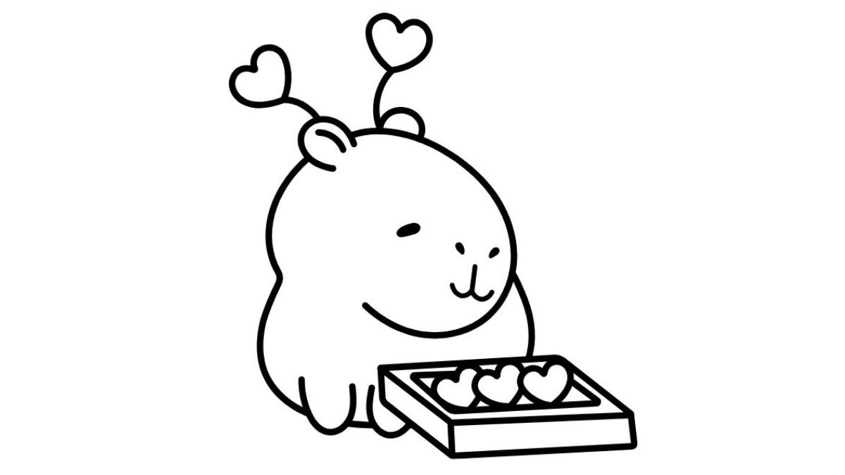 Mẫu vẽ Capybara trắng đen dành cho bé tô màu