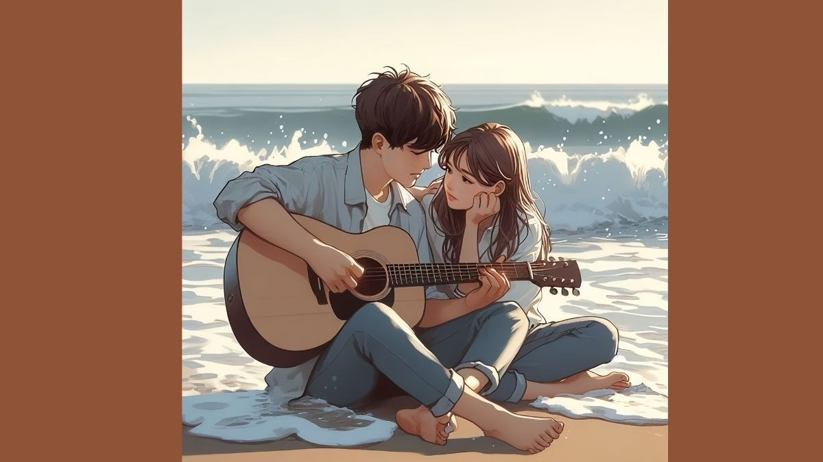 Tranh anime thể hiện mối quan hệ thân thiết giữa nhân vật nam và nữ