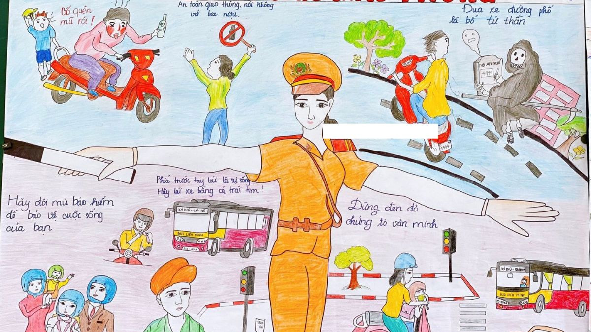 Tranh mẫu chủ đề an toàn giao thông