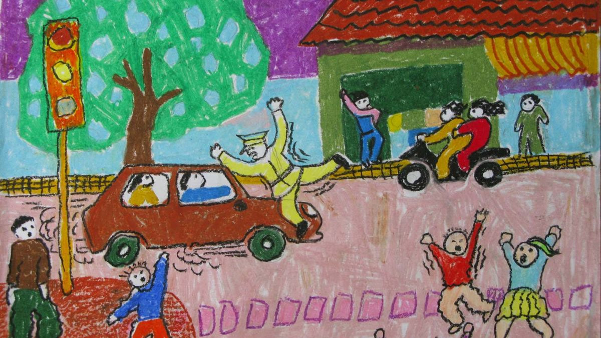 Tranh mẫu chủ đề an toàn giao thông