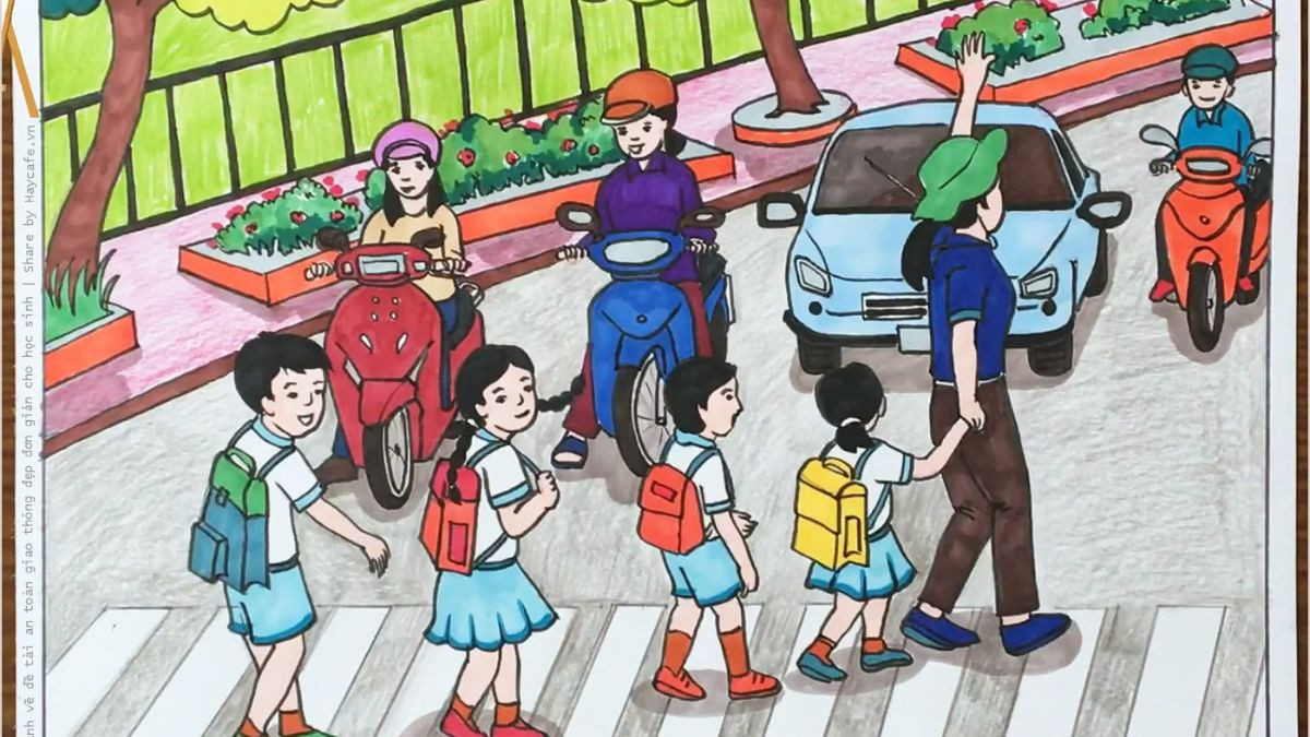 Tranh mẫu chủ đề an toàn giao thông