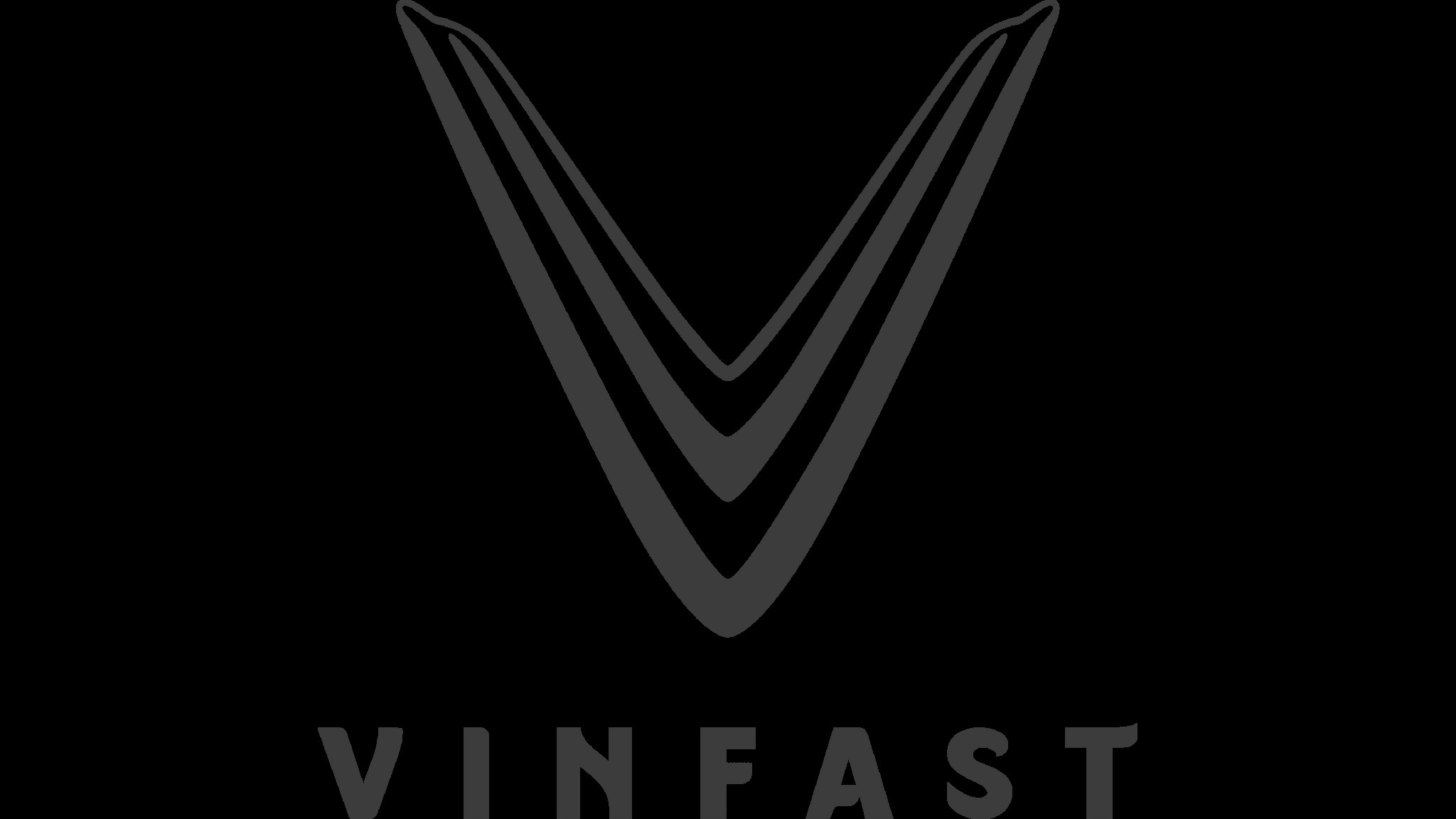 VinFast Logo màu bạc nổi bật trên nền xe đen